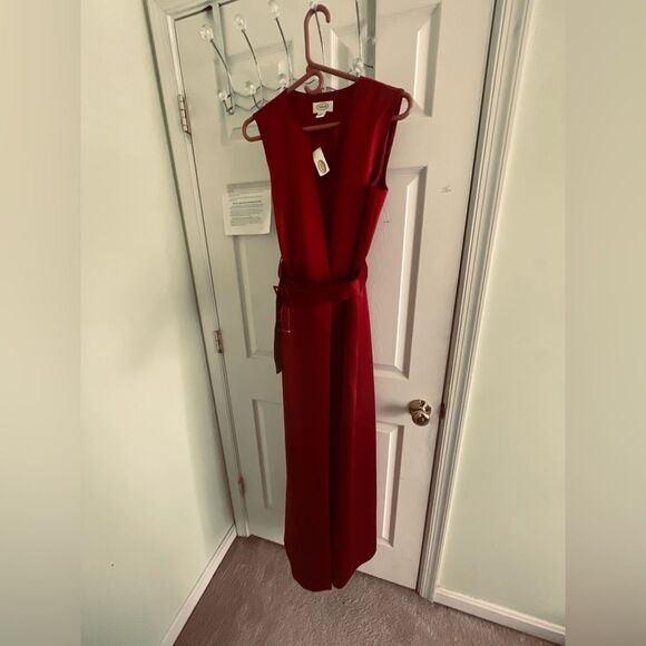 Talbots Silk Evening Gown - NWT - Burgundy Red - Wedding dress w belt - size 10 - Picture 1 of 8